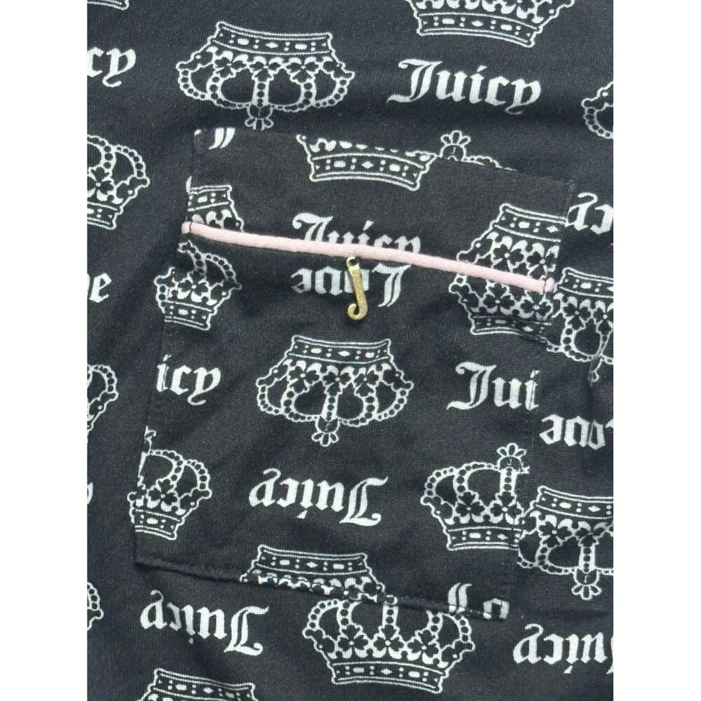Juicy Couture Sleepwear Crown Logo Print Button-Up Top Navy S